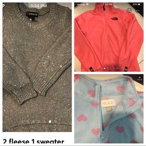3 warm tops 2 Fleece 1 sweater Sz 7/8